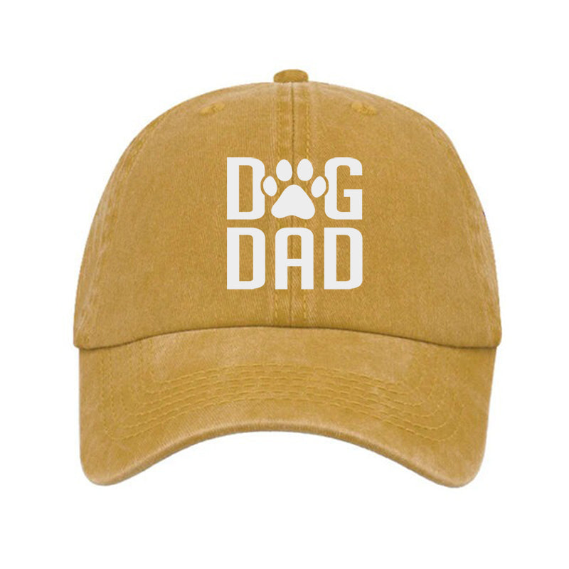 Dog Dad Hat, Printed Vintage Cotton Washed Cap, Gifts For Dog Dad, Father's Day Gift