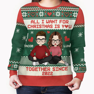 All I Want For Christmas Is You, Personalized All-Over-Print Sweater, Kid Sweatshirt, Ugly Sweater