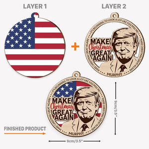 Trump Make Christmas Great Again, Personalized 2 Layer Ornaments, Trump Ornaments, Election 2024