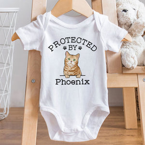 Protected By Dog Cat, Personalized Baby Clothes, Custom Baby Onesies, Baby Shower Gifts