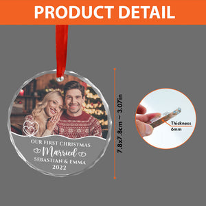 Couple First Christmas Ornament, Personalized Glass Ornament, Anniversary Gift, Custom Photo