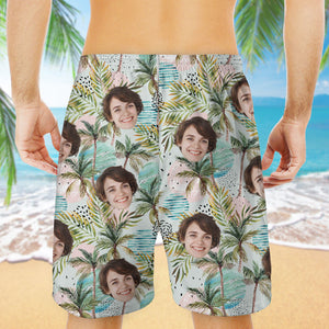 Custom Face Hawaiian Pattern, Personalized Beach Shorts, Custom Photo