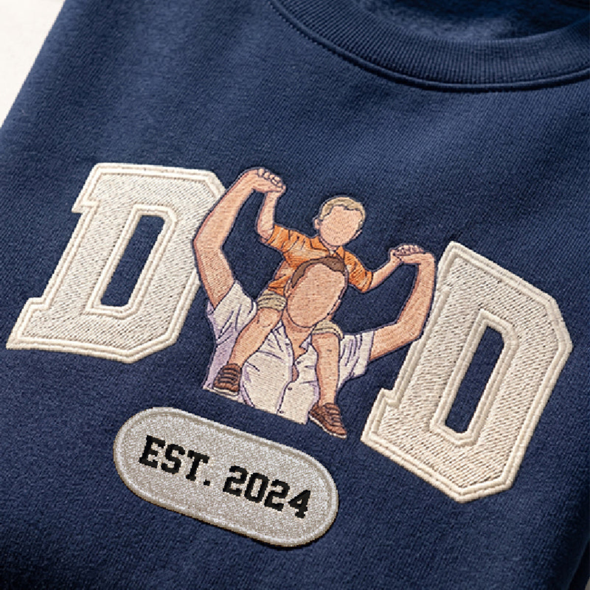 Dad Est, Faux Embroidery Personalized Shirt Tee, Gift For Dad
