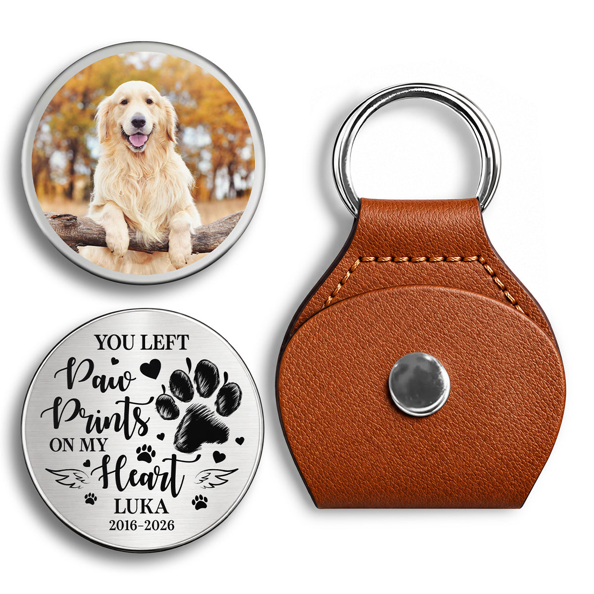 You Left Paw Prints On Our Hearts, Personalized Pocket Hug, Pet Memorial Gifts, Gifts For Pet Lovers, Custom Photo