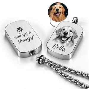 Personalized Dog Ashes Keepsake Necklace – Custom Pet Cremation Urn Memorial Necklace