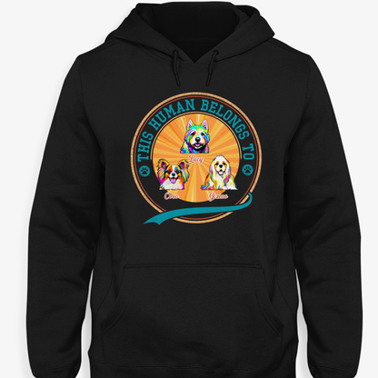 This Human Belongs To Dog Pop Art, Personalized Dark Shirt, Gifts For Dog Lovers