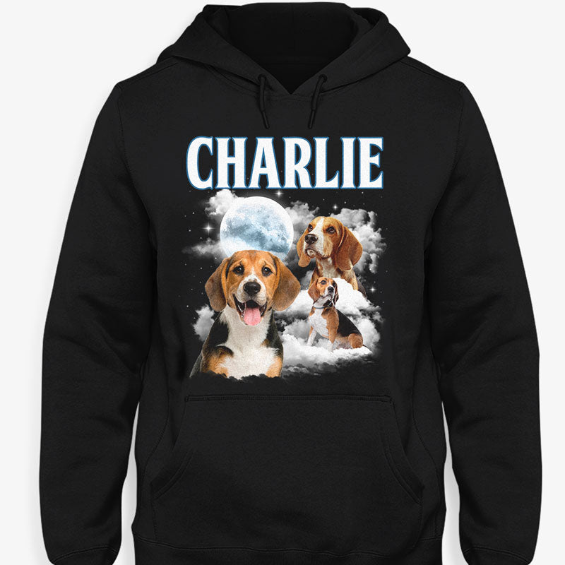 Moon Background Pet Photo, Personalized Bootleg Shirt, Gift For Pet Lovers, Custom Photo