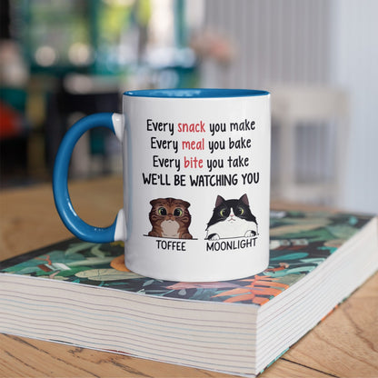 Every Snack You Make Cat, Personalized Accent Mug, Gift For Cat Lovers