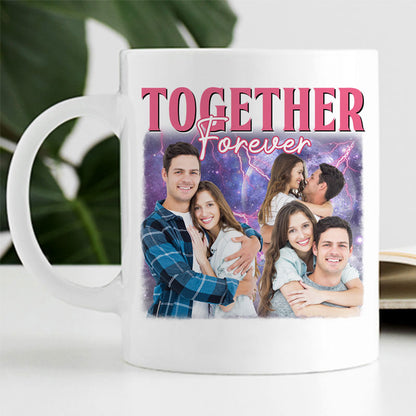Dog mom birthday accent mug, personalized gift for dog lovers - Retro vintage bootleg, custom photo, two-tone custom coffee mug