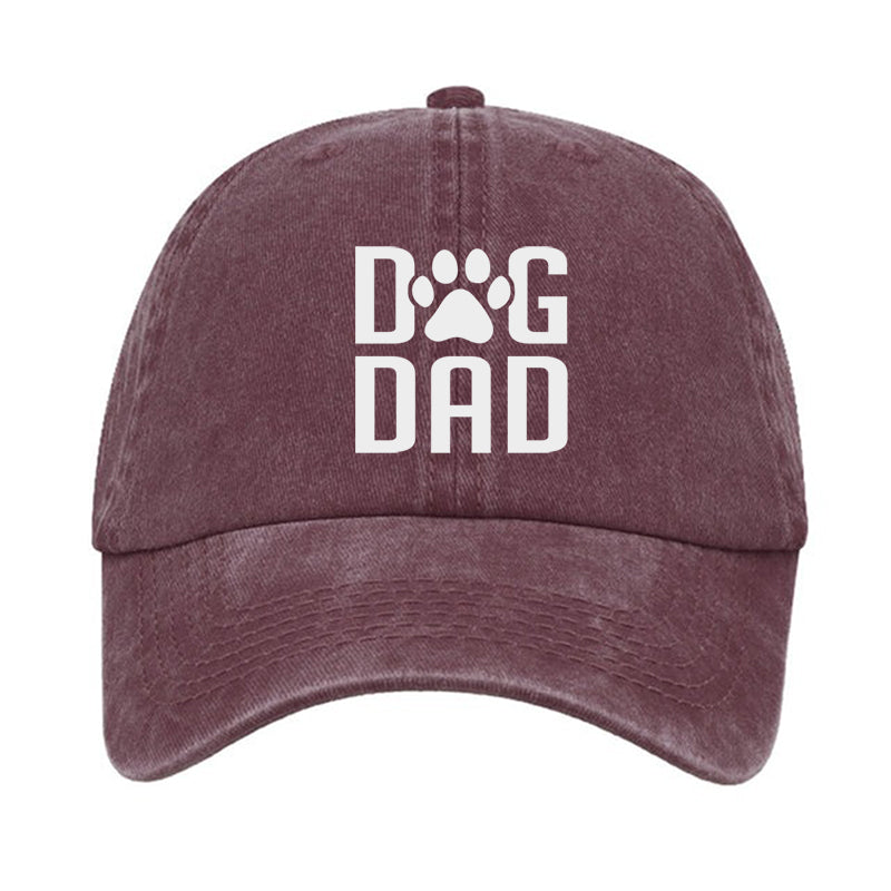 Dog Dad Hat, Printed Vintage Cotton Washed Cap, Gifts For Dog Dad, Father's Day Gift