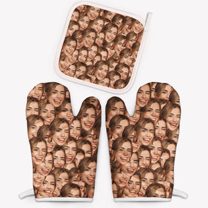 Multi Face Portrait Oven Mitts, Personalized Oven Mitt, Custom Photo