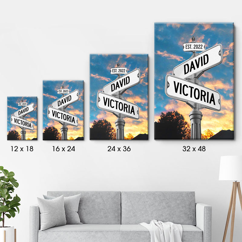 Custom Name Street Sign, Personalized Custom Canvas, Anniversary Gift
