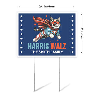 Harris Walz Superhero Cat, Personalized Yard Sign, Kamala Harris Sign, Vote Kamala, Election 2024