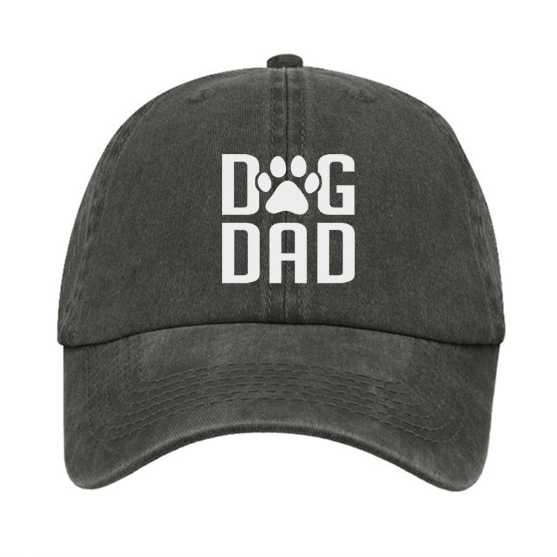 Dog Dad Hat, Printed Vintage Cotton Washed Cap, Gifts For Dog Dad, Father's Day Gift