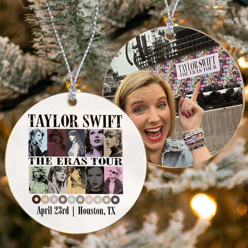 Eras Tour Ornament, Personalized Circle Ornaments 2 Sides, Custom Photo