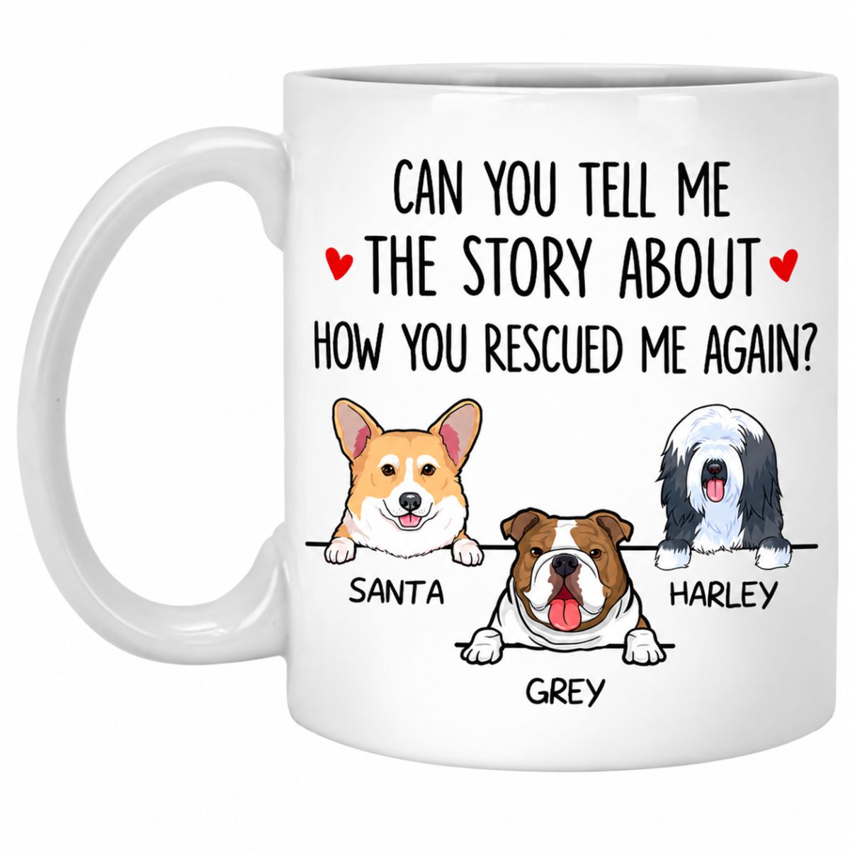 How You Rescued Me Again, Personalized Coffee Mug, Custom Gift for Dog Lovers