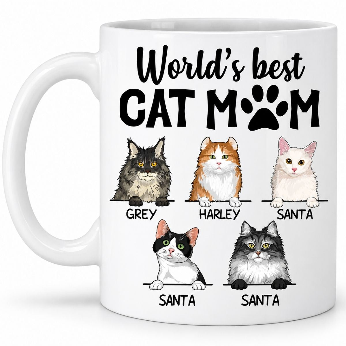 World's Best Cat Mom, Custom Coffee Mug, Personalized Gifts for Cat Lovers