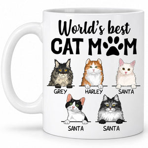 World's Best Cat Mom, Custom Coffee Mug, Personalized Gifts for Cat Lovers