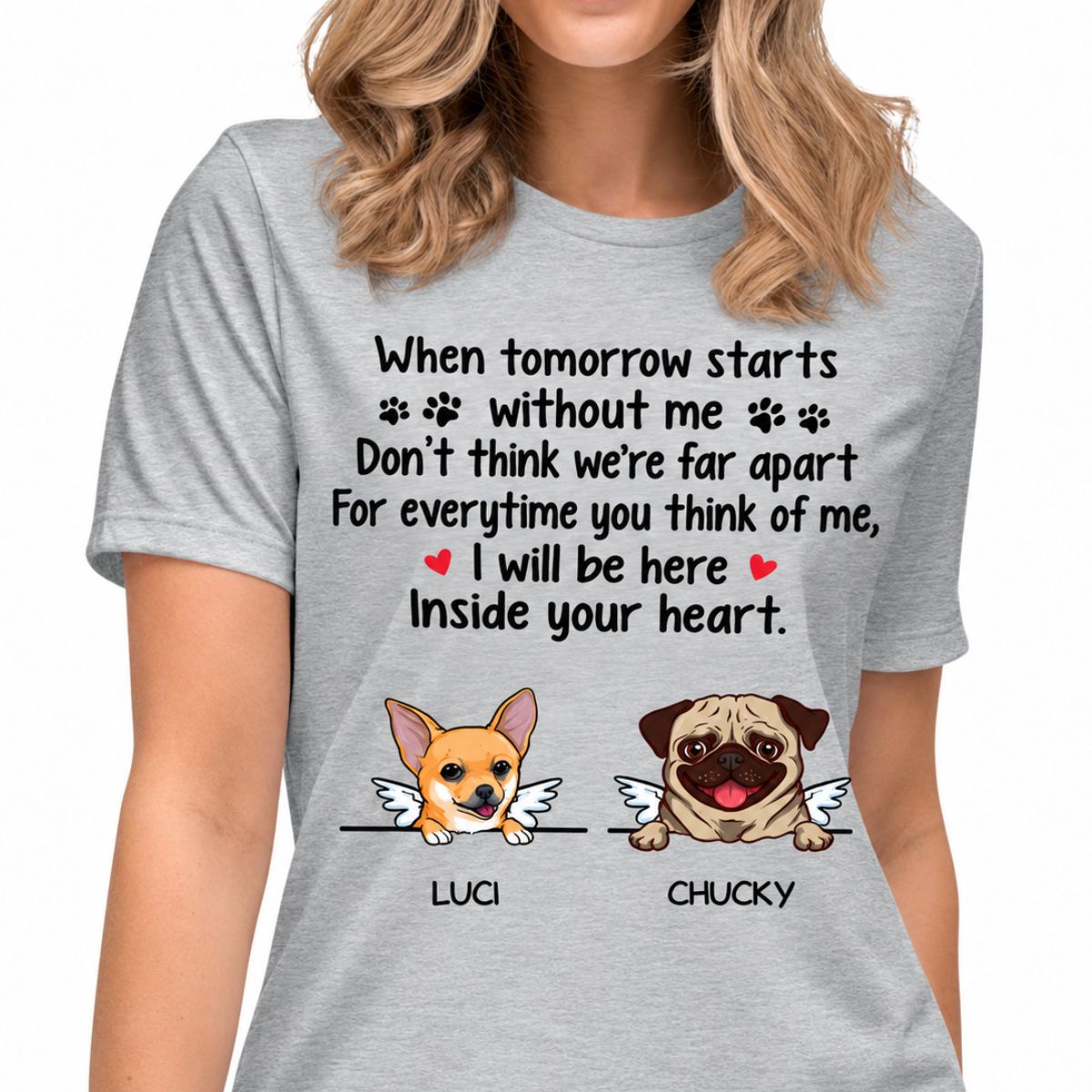 Inside Your Heart, Custom Dog Memorial T Shirt, Personalized Gifts for Dog Lovers