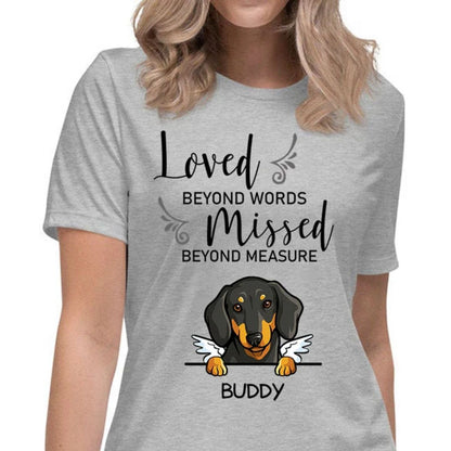 Loved Beyond Words, Custom Dog Memorial T Shirt, Personalized Gifts for Dog Lovers