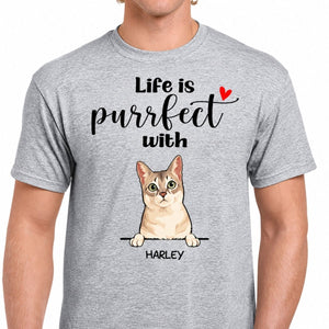 Life Is Purrfect With Cats, Custom Shirt, Personalized Gifts for Cat Lovers
