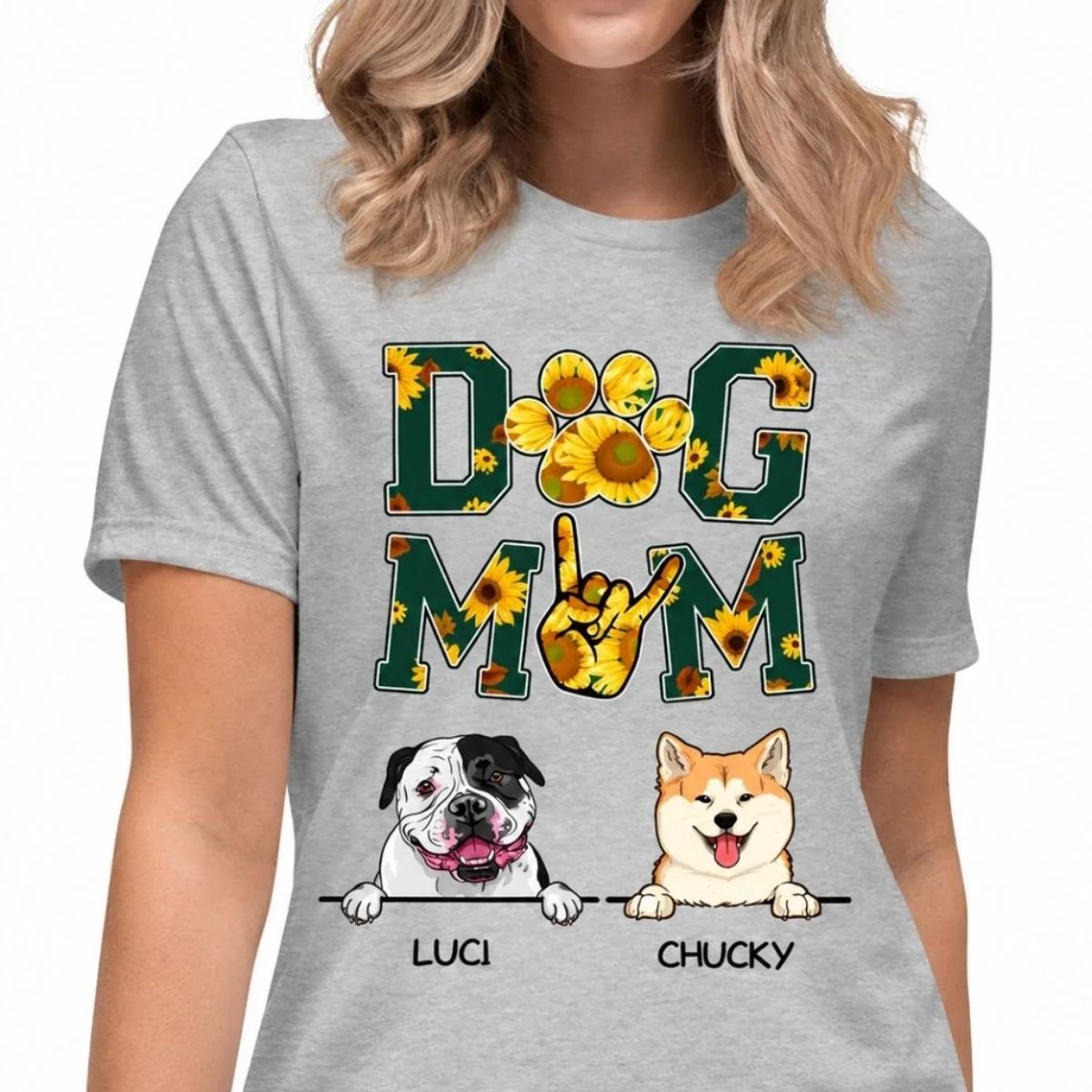 Funny dog mom shirt, personalized gift for dog lovers - Flower, dog mom, custom t-shirt for dog lovers