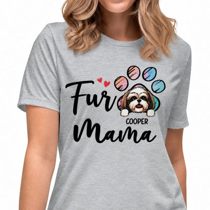 Funny dog mom shirt, personalized gift for dog lovers - Fur mama, custom t-shirt for dog lovers