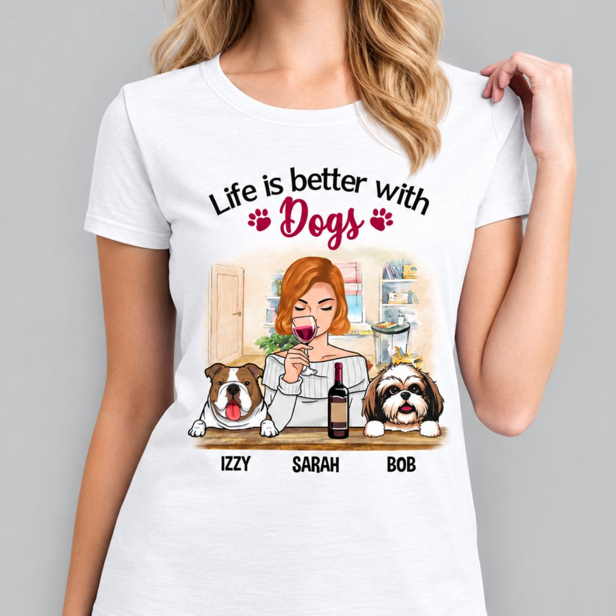 Personalized dog mom shirt, gift for dog lovers - Life Is Better With Dogs, Personalized Dog Shirt, Customized Gifts for Dog Moms, Custom Tee