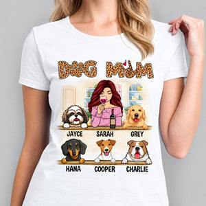 Funny dog mom shirt, personalized gift for dog lovers - Dog mom I love you, leopard, custom t-shirt for dog lovers