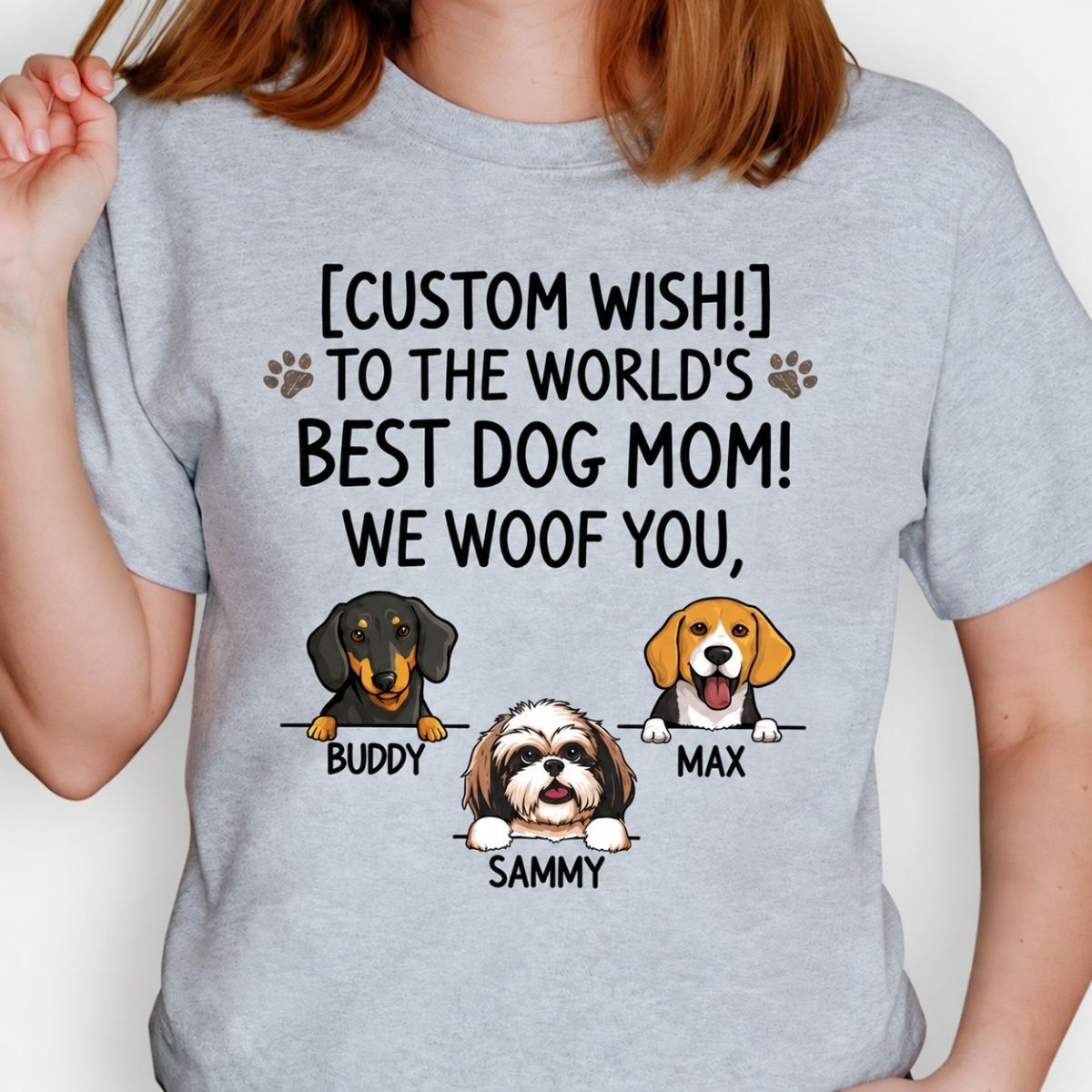 Dog mom shirt, Mother's Day gift for dog lovers - Best dog mom I woof you, custom t-shirt for dog lovers