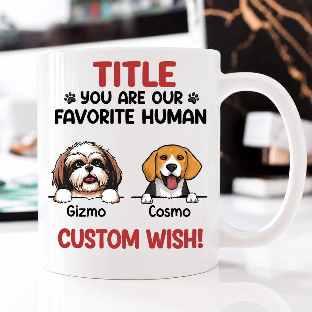 Personalized dog accent mug, gift for dog lovers - You are my favorite human, two-tone custom coffee mug