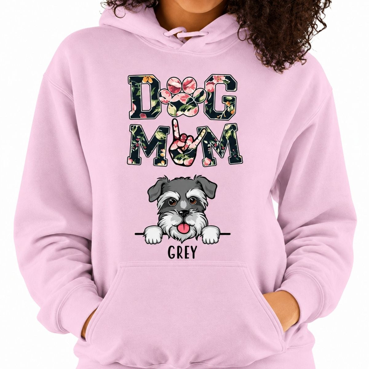 Funny dog mom hoodie, personalized gift for dog lovers - Dog mom floral, custom hooded sweatshirt