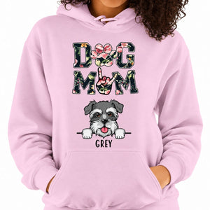Funny dog mom hoodie, personalized gift for dog lovers - Dog mom floral, custom hooded sweatshirt