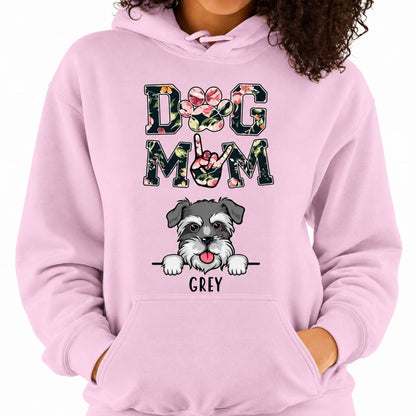 Funny dog mom hoodie, personalized gift for dog lovers - Dog mom floral, custom hooded sweatshirt
