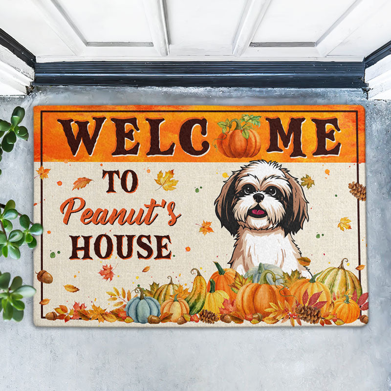Welcome To The Pet House Fall Season, Personalized Doormat, Gifts For Pet Lovers