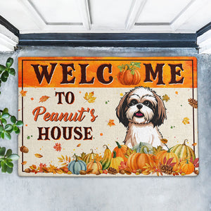 Welcome To The Pet House Fall Season, Personalized Doormat, Gifts For Pet Lovers, Custom Photo