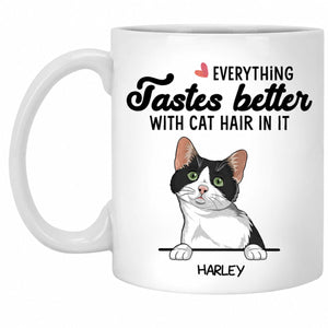 Better With Cat Hair In It, Custom Coffee Mug, Personalized Gifts for Cat Lovers