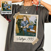Vintage Polaroid Style Custom Photo Shirt, Washed Tee, Birthday Gift