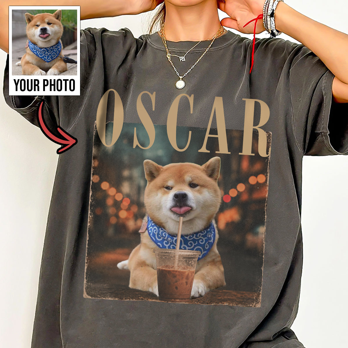 My Puppuccino Personalized Photo Shirt, Washed Tee, Gifts for Dog Lovers