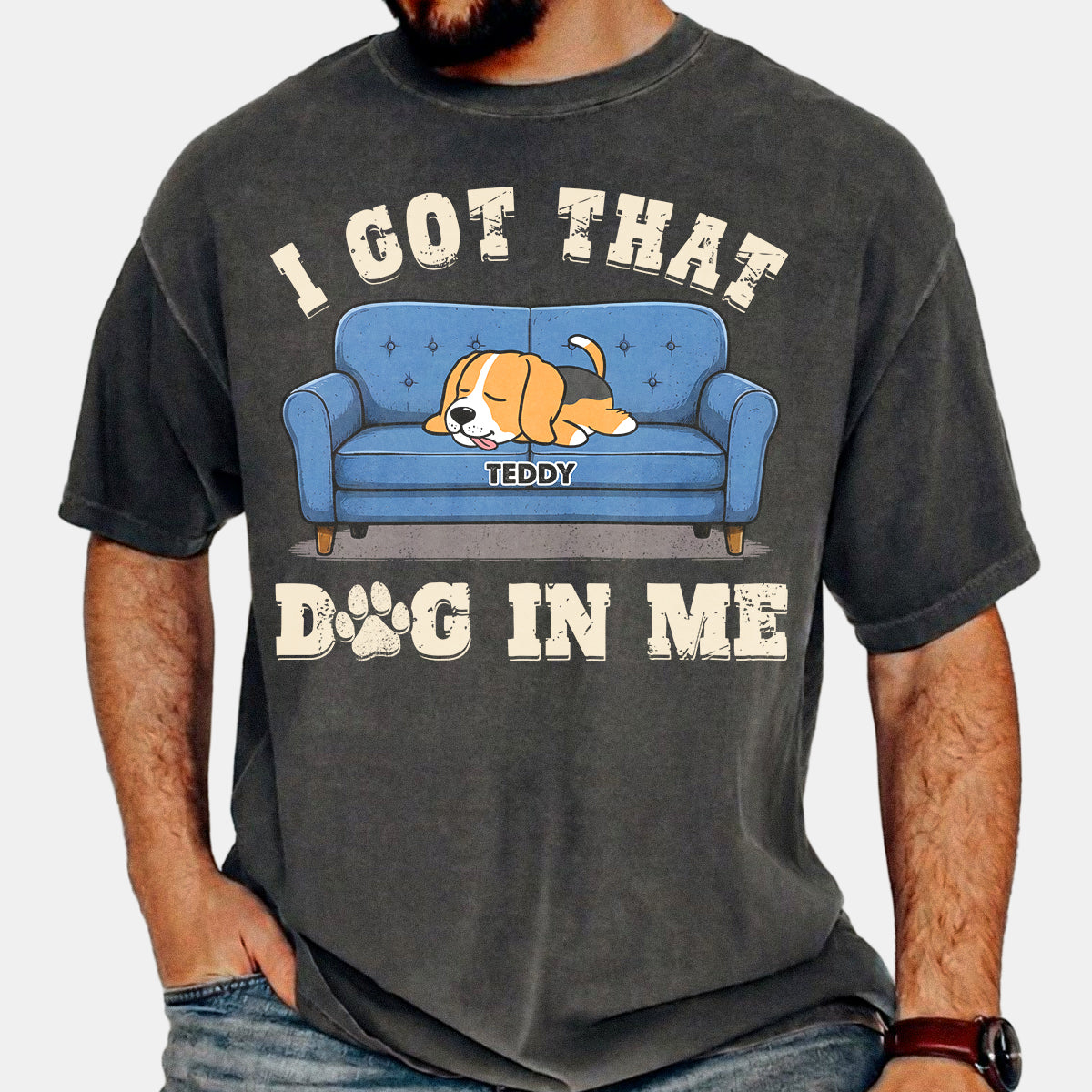 I Got That Dog Lazy On The Chair Personalized Photo Shirt, Washed Tee, Dog's Lover