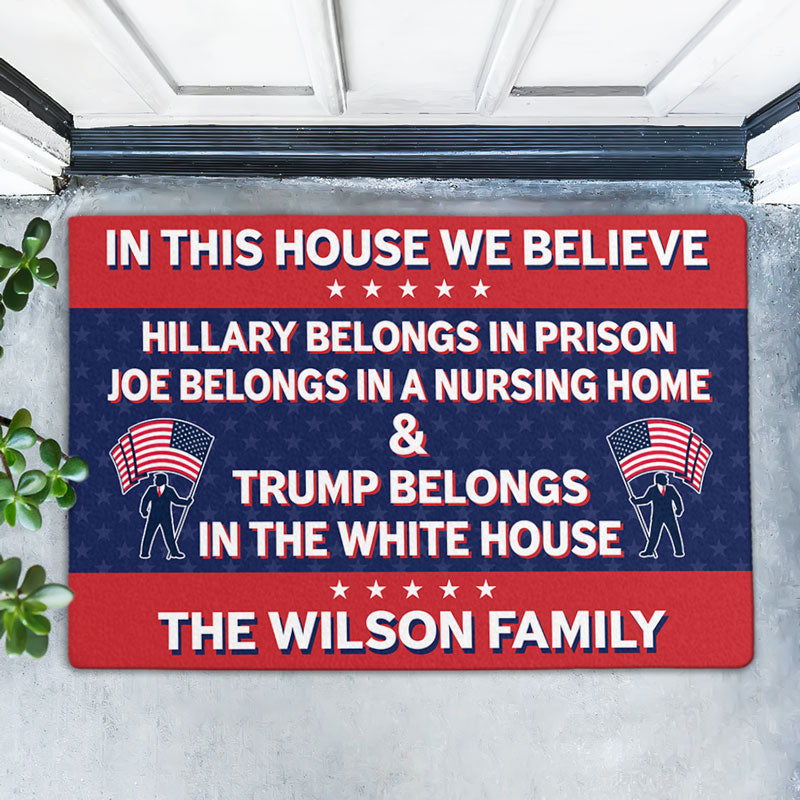 In This House We Believe Trump, Personalized Doormat, Trump Doormat, Gift For Trump Fans, Election 2024