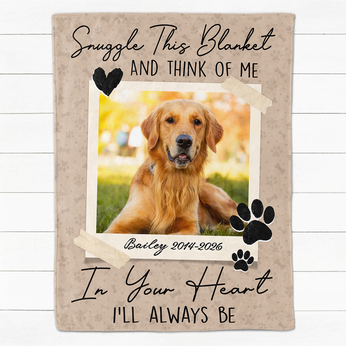 Personalized Dog Cat Memorial Photo Gift, I'll Always Be In Your Heart Blanket, Pet Loss Keepsake