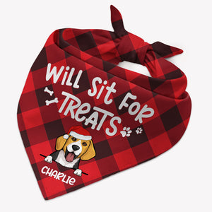 Will Sit For Treats, Personalized Bandana, Custom Gift For Dog