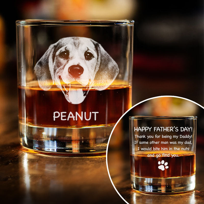 Thank You For Being My Daddy Photo, Personalized Rock Glass, Gift For Pet Lovers, Custom Photo