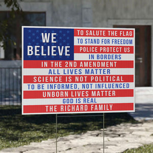 In This House We Believe, Personalized Yard Sign, Election 2024