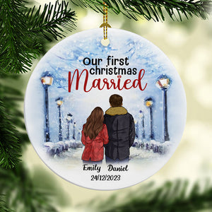 Our First Christmas Married, Personalized Circle Ornaments, Anniversary Gifts