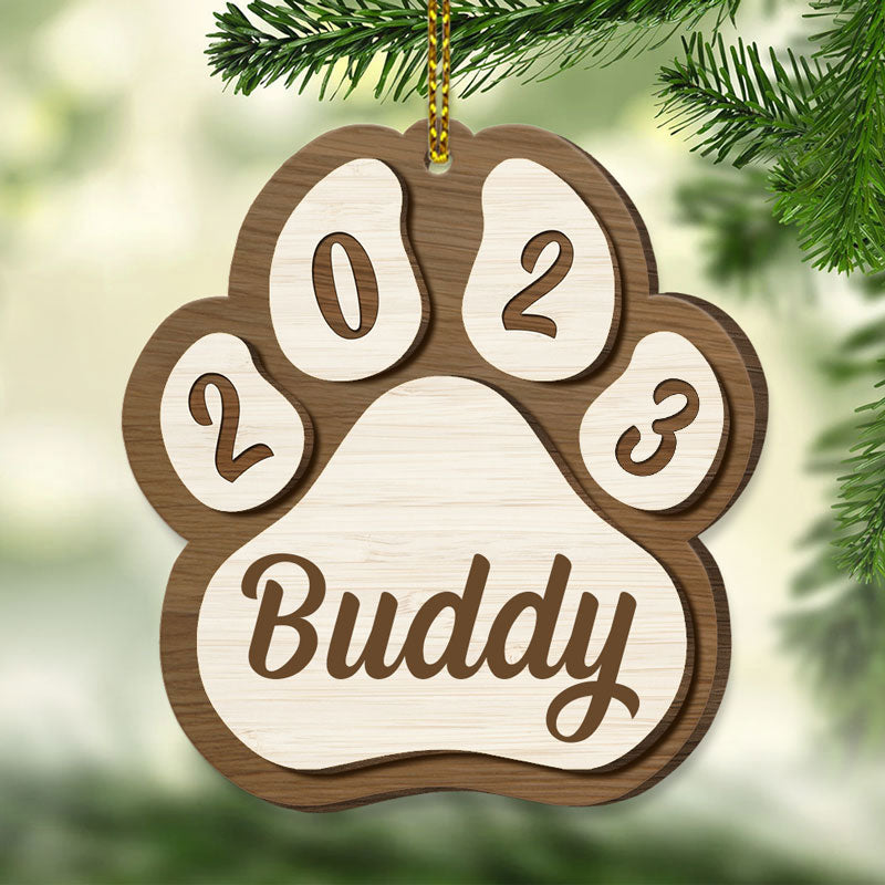 Pet Paw Ornament, Christmas Shaped Ornament, Custom Gift for Pet Lovers