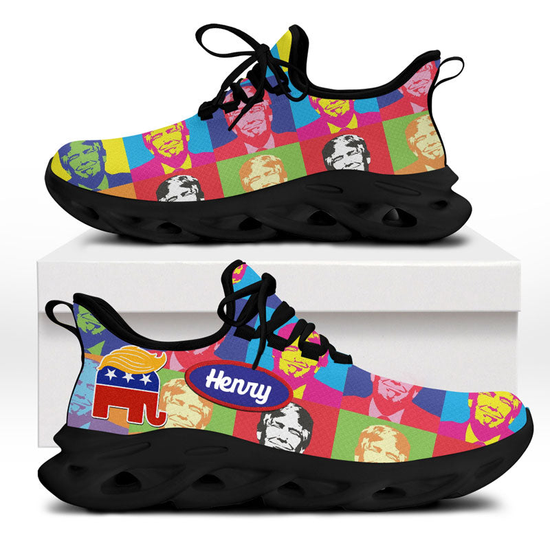 Retro Trump Republican Logo MaxSoul Shoes, Personalized Trump Sneakers, Trump Shoes, Election 2024