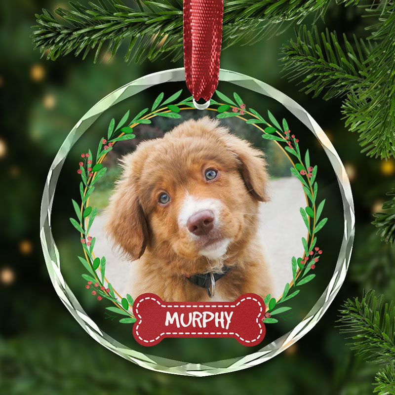 Christmas Photo Ornament, Personalized Glass Ornament, Pet Ornament, Custom Photo