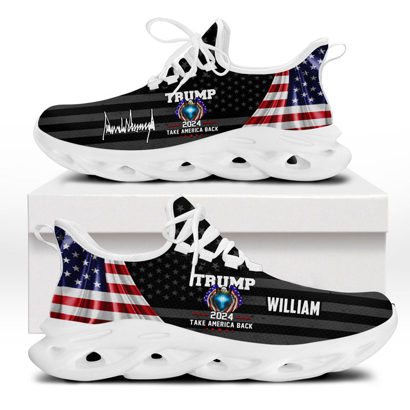 Trump Eagle US Flag MaxSoul Shoes, Personalized Trump Sneakers, Trump Shoes, Election 2024
